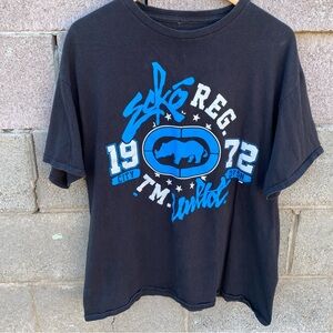 Vintage Y2K Ecko Shirt Mens Large Black Blue Rhino Graphic Hip Hop
